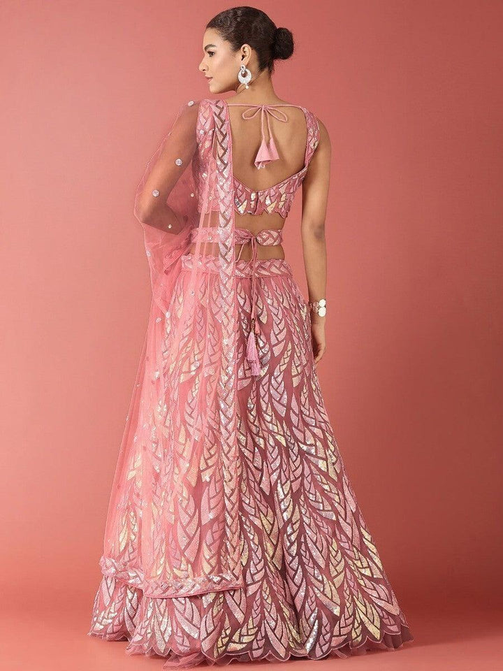 Pink Sequins Net Reception Wear Lehenga Choli