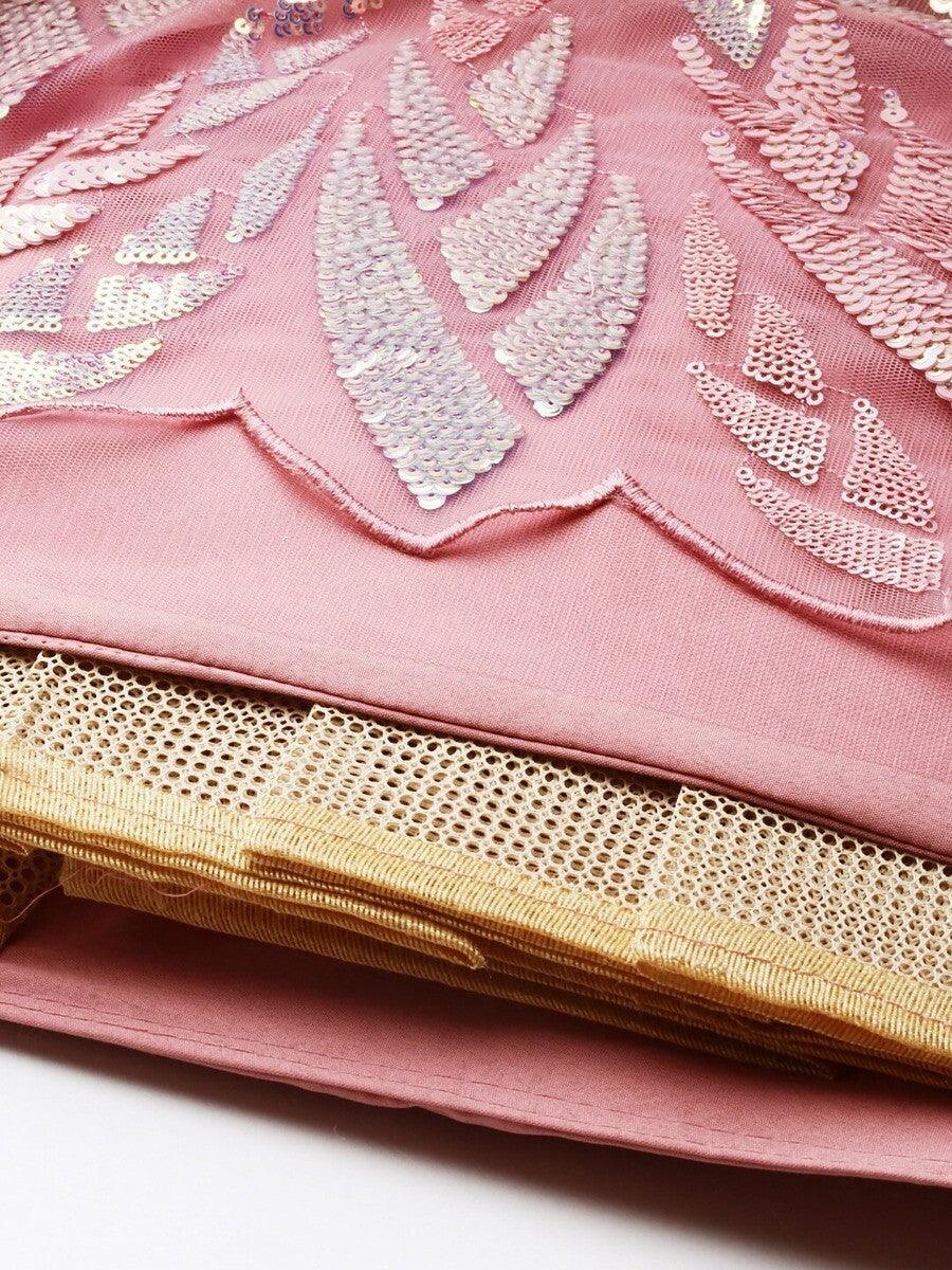 Pink Sequins Net Reception Wear Lehenga Choli